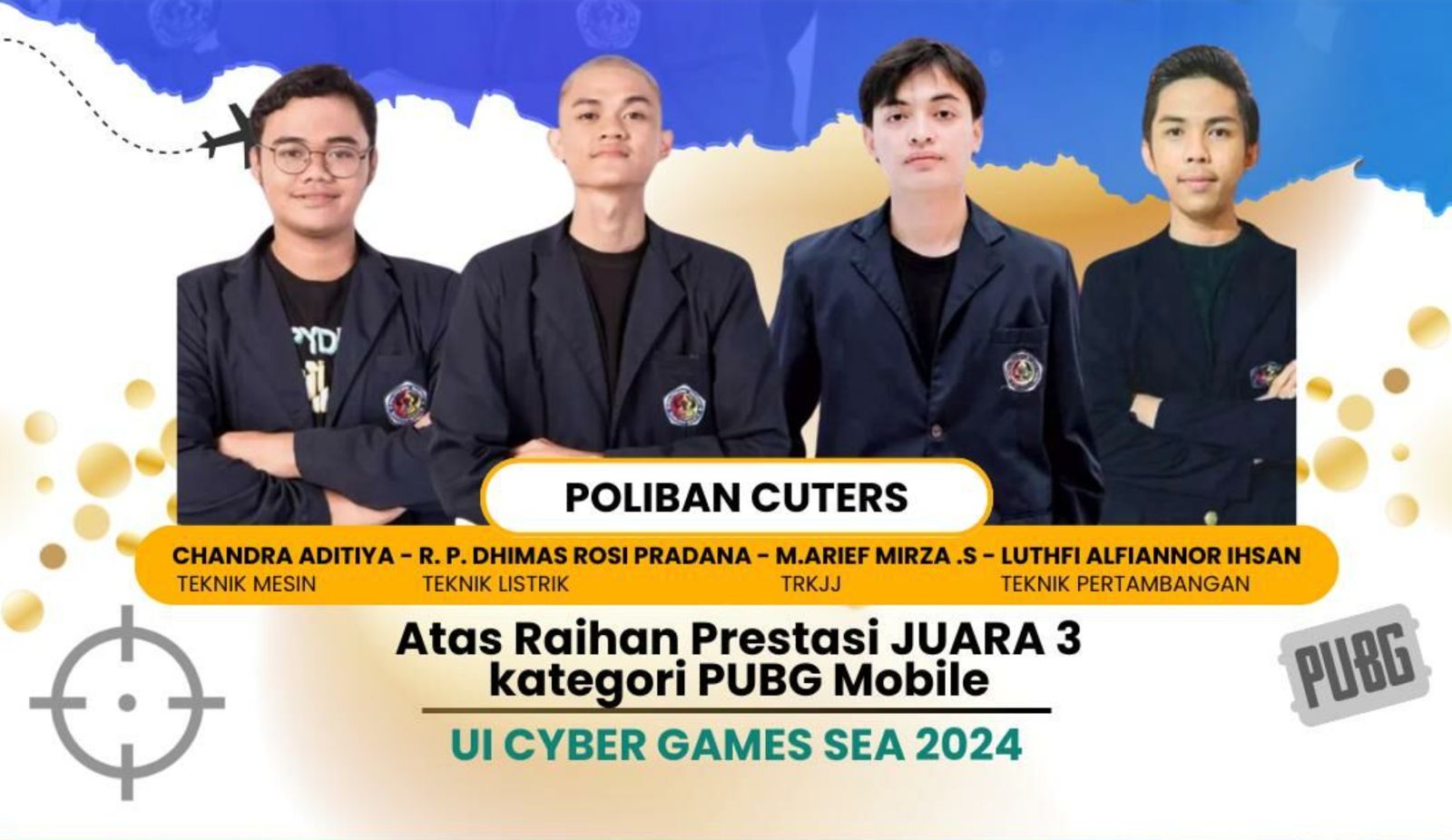 Tim Esports Poliban Cuters Juarai PUBG MOBILE di Ajang UI Cyber Games 2024