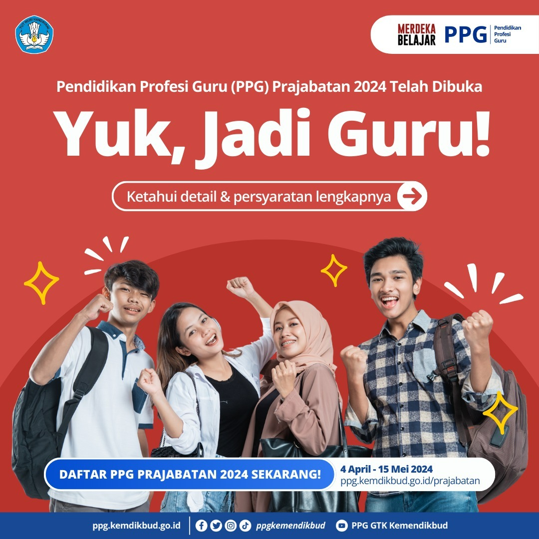 PPG Prajabatan 2024 Dibuka untuk 23 Bidang Studi Umum dan 27 Bidang Studi Kejuruan